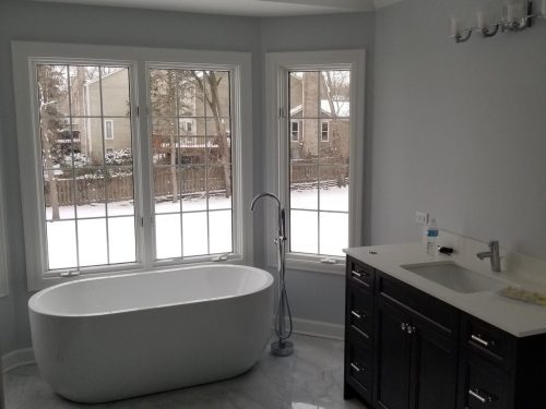 bathroom with large window